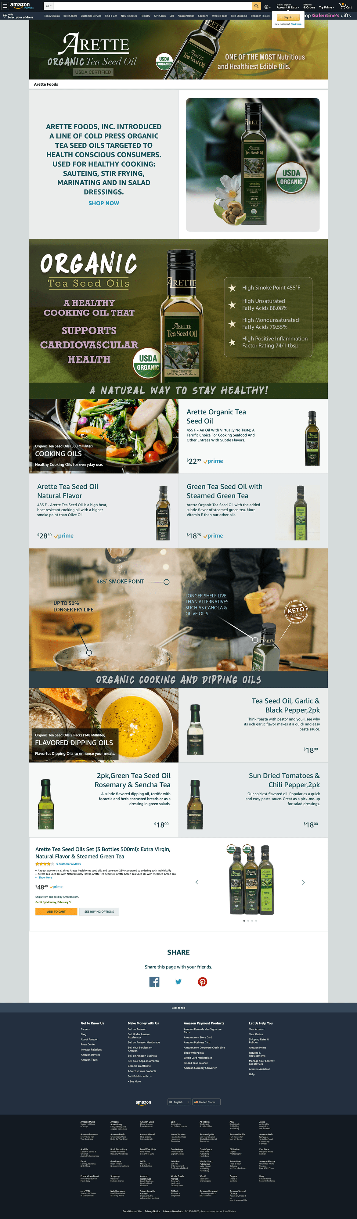 Arette Organics Amazon Store