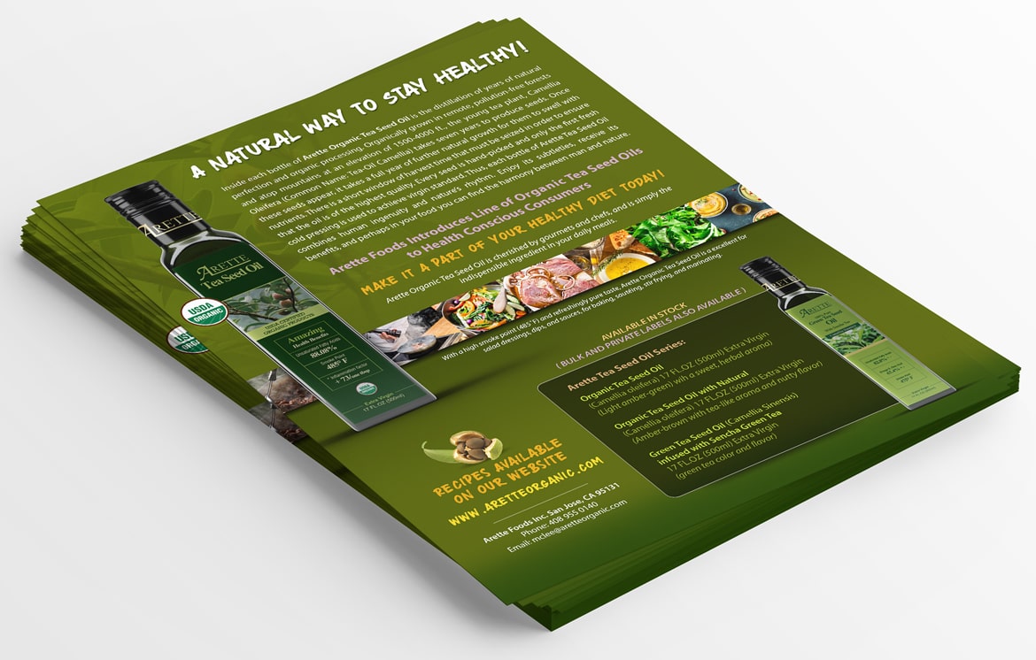 Arette Organics Product One Sheet back