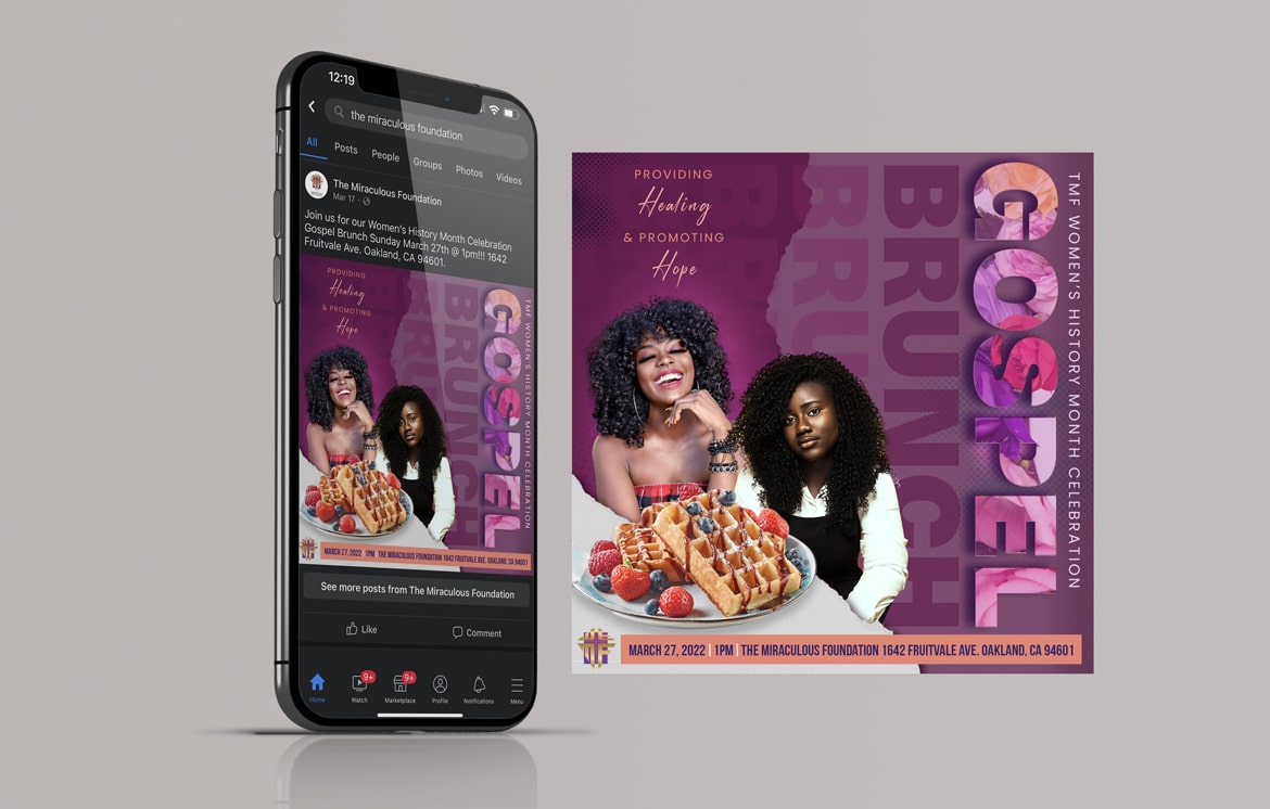 Womens Histry Month TMF Gospel Brunch Digital Social Media Flyer