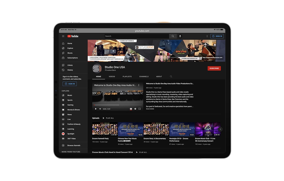 youtube.com/studiooneusa